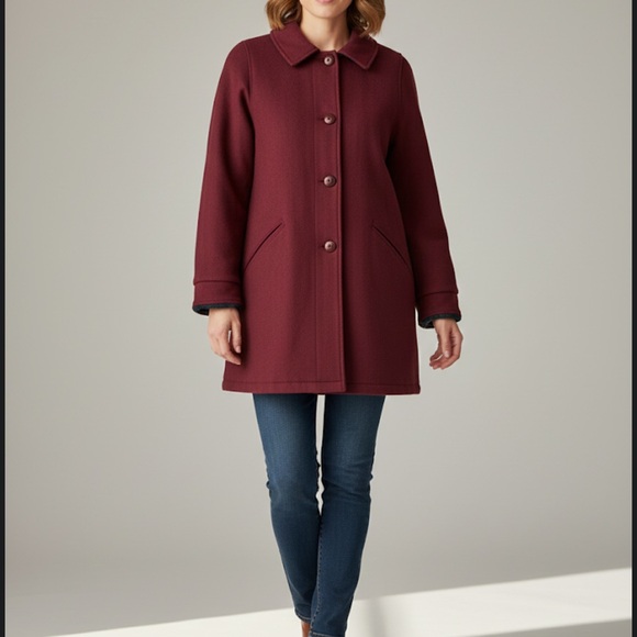 Woolrich Vintage Burgundy Women's Wool Coat Size Medium - Picture 2 of 11